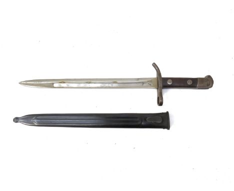 A Finnish 1927 pattern Mosin Nagant bayonet, the blade by Hackman &amp; Co, serial no 52886 to hilt, with blackened steel sca