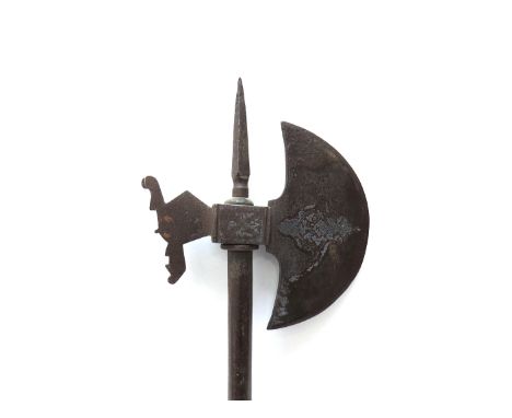 An 18th/19th ironwork axe with signed of etching 