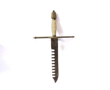 A replica sword breaker dagger with bone effect ribbed grip 
