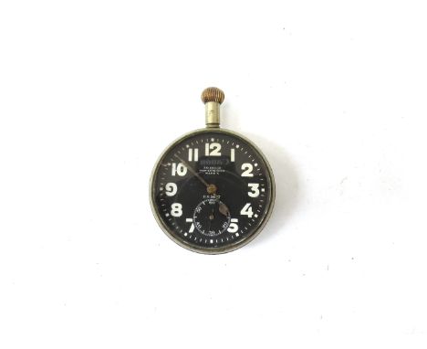 A WWI Mark V 30 hour pilot's watch, B.E 5657, with black and white dial, broad arrow with A to reverse denoting aviation 