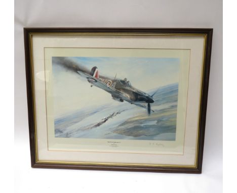 A signed print after Robert Taylor "Battle of Britain VC" depicting James Nicolson Winning his VC, signed E.L.Knightley, fram