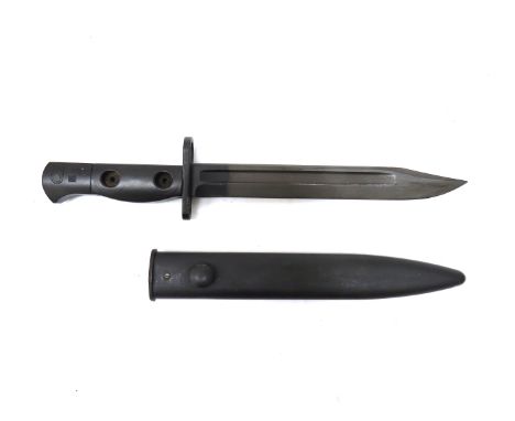 A British L1A3 bayonet with scabbard, black, serial no. 9600257 D70