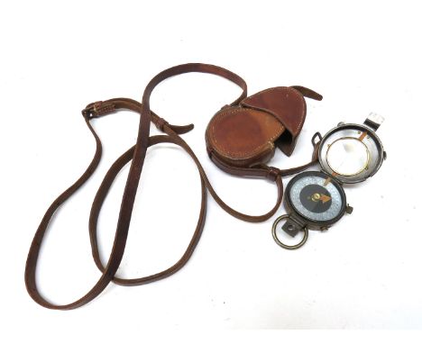 A WWI Samson Mordan &amp; Co. 1917 dated marching compass with Wolfsky &amp; Co. London 1917 dated brown leather case