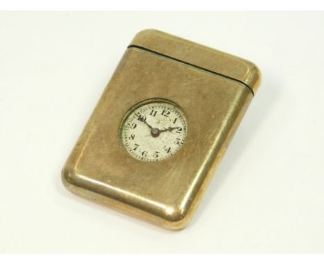 PURSE WATCH. A purse/vest watch, the inner 9ct. gold winding platform stamped Clarte, Fab. Suisse. The inner lid stamped Brev