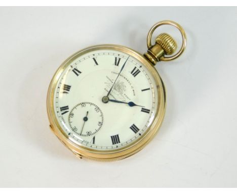 GOLD WATCH. A 9ct. gold cased pocket watch by Thomas Russell & Son, Liverpool. The movement signed & with trade mark. Diamete