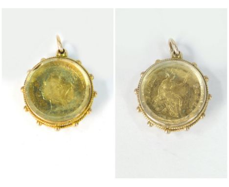 WATCH CHAIN FOB. A 9ct. gold mounted, double sided fob, containing an 1838 Victorian groat.  Please note that all items in th