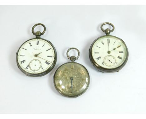 POCKET WATCHES. A Victorian silver, open faced pocket watch, a J.W. Benson, London open faced pocket watch (for spares) & a 1