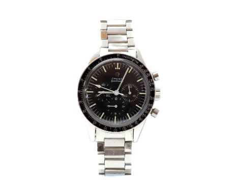 A gentlemen's stainless steel Omega 'Speedmaster Moon' chronograph mechanical watch, c.1966-1967,model no. ST 105 003-65. A 4