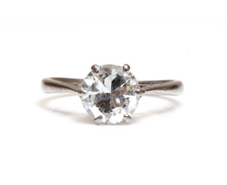 A single stone diamond ring,with a brilliant cut diamond, with an estimated weight of approximately 1.45ct, six claw set in a