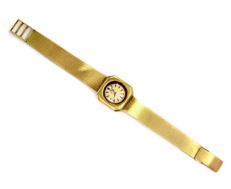 A ladies' 18ct gold Omega mechanical watch movement, c.1963, in an earlier Swiss case and bracelet, c.1950,with a 20.70mm cas