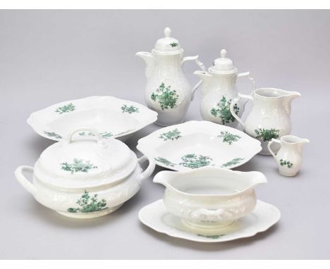 A large comprehensive Rosenthal 'Sanssouci' range tea, coffee and dinner service in the 'Green Flower' patternthird quarter o