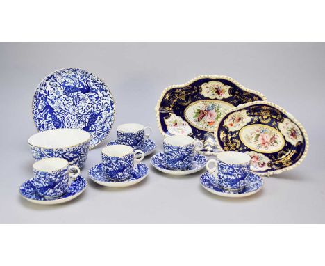 A Royal Crown Derby part coffee service in the 'Peacock' servicecirca 1891-1921transfer-printed in underglaze blue, comprisin