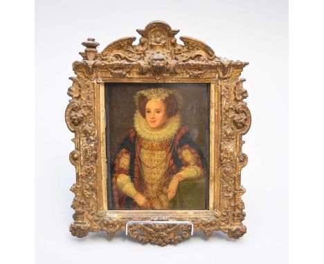 English School (19th century), Portrait of Arabella Stewart, oil on panel, label verso, 14.5cm x 19.5cmGilt gesso frame chipp