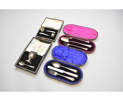 A cased Victorian silver cheese scoop and toasting fork set, John Aldwinckle &amp; Thomas Slater, London 1890, together with 