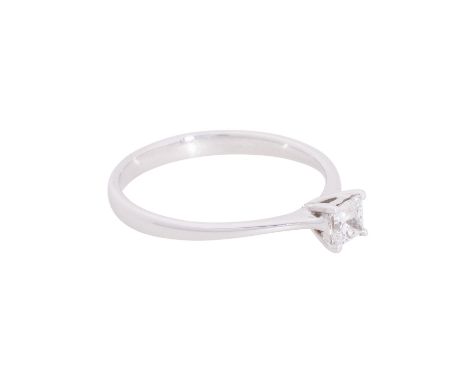 Solitairering mit Prinzessdiamant ca. 0,3 ct, ca. LGW (I-J)/SI2, WG 14K, 1,9 g, RW: 57, 20./21. Jh., guter Erhalt.| Solitaire