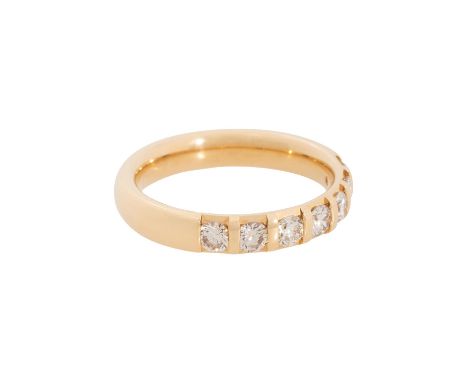MEISTER Memoirering mit 7 Brillanten zus. ca. 0,97 ct (graviert), ca. WEISS-LGW (H-J)/SI in solider Ringschiene aus GG 18K, 7
