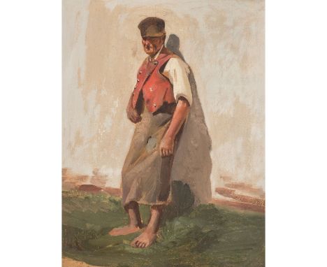 LENBACH, FRANZ VON, 1836-1904 (ZUGESCHRIEBEN) "Hausmeister der Weimarer-Kunstschule" Öl auf Karton, unsig., anbei handschrift