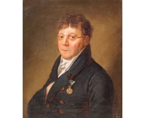 BAYERISCHER PORTRÄTMALER DES XIX "Der Bayerische Staatsminister Josef Aschenbrenner mit dem Großkreuz des Verdienstordens der