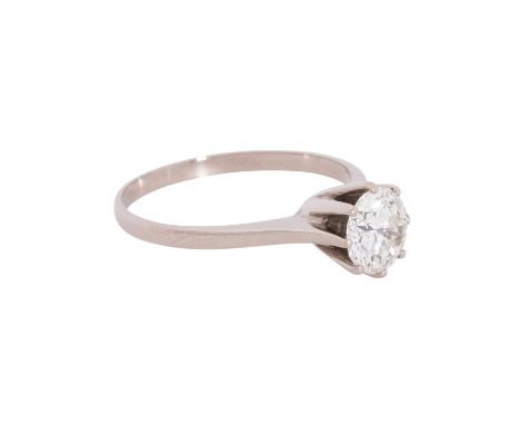 Solitärring mit Brillant von ca. 1 ct, ca. LGW (I-J)/VS1, WG 18K, 2,4 gr,RW54, 21. Jh., guter Zustand.| Solitaire ring with b
