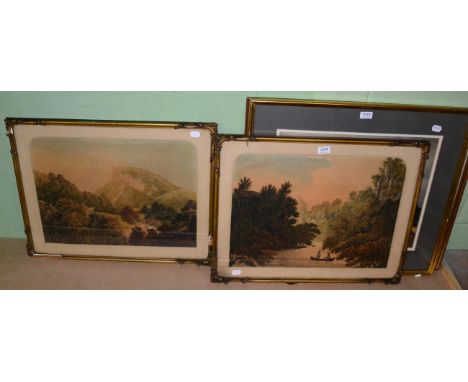 British School, (18th/19th century), Hunting in woodland landscape; together with a further landscape watercolour by the same