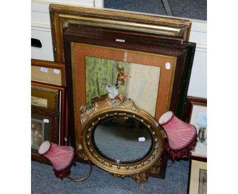 A collection of Victorian prints including four hunting prints after C. Boult; Little Red Riding Hood and others, framed and 