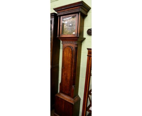 An oak and mahogany thirty hour longcase clock, brass dial signed Chrisr Johnson of Knaresbro, late 18th century Dial width 1