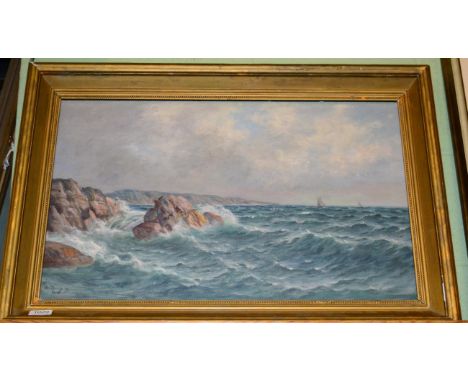 Attributed to Carl Oscar Borg, seascape, oil on canvas, 41cm by 66cm 
