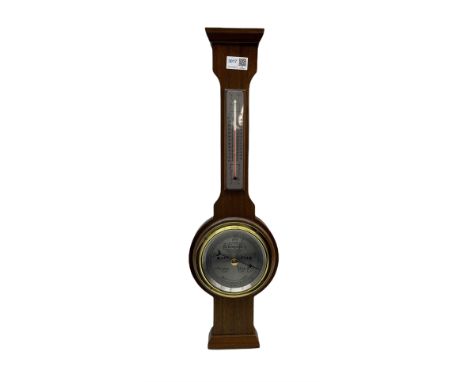 Aneroid barometer and thermometer by Short and Mason in mahogany case