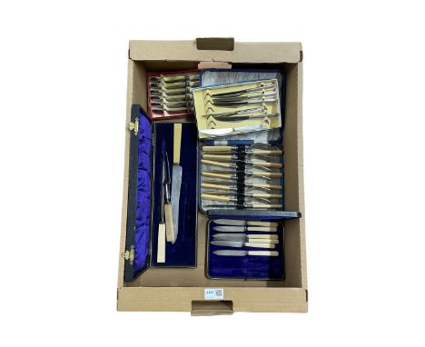 Various vintage cased cutlery sets in one box