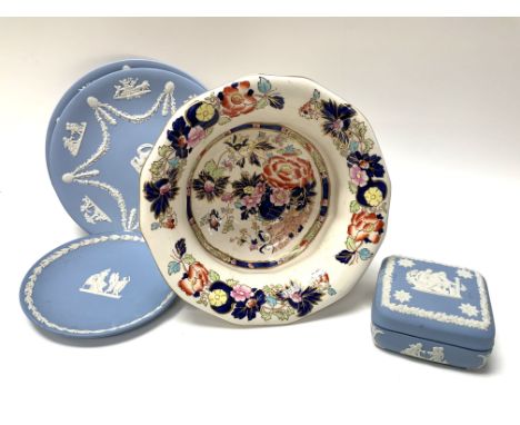 A Masons Ironstone punch bowl together with a collection of Wedgewood Jasperware. (D)- NO RESERVE