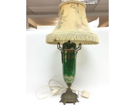 A porcelain and brass vintage lamp. 56cm tall approximately Postage category D
