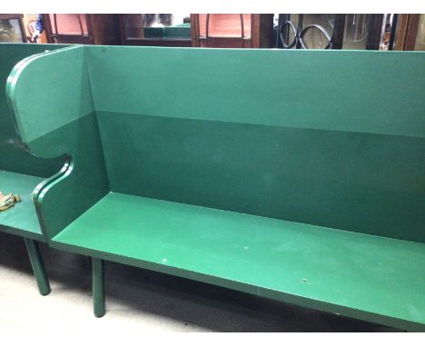 A green plank settle Modern bench in a green oil paint, Sue Skeen the new craftsman