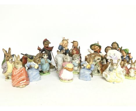 A collection of various Beatrix Potter including Goody Tiptoes, Lady Mouse from Tailor of Gloucester etc and Goebel Hummel fi