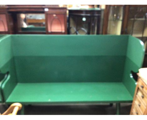 A green plank settle Modern bench in a green oil paint, Sue Skeen the new craftsman