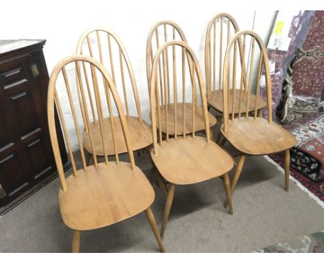 A set of six Ercol chairs, 98cm tall, 42cm wide. Postage category D