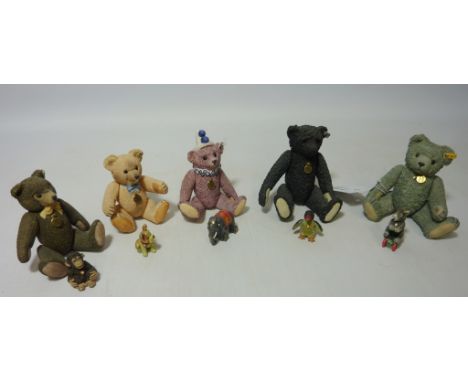 Five Steiff ceramic bears and miniature companions Condition Report Click here for further images, condition, auction times &