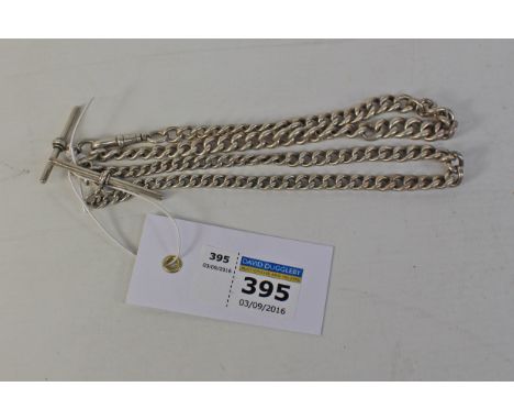 Hallmarked silver graduating watch chain and a similar chain Condition Report Click here for further images, condition, aucti