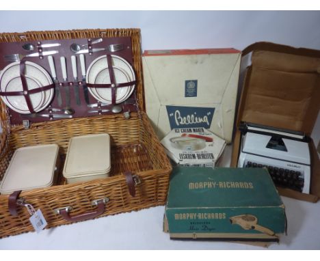 Goblin Teas maid - boxed, other vintage household items - boxed, Lilliput typewriter and vintage picnic hamper's Condition Re