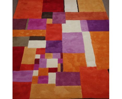Contemporary carpet with coloured panels, 200cm x 250cm Condition Report Click here for further images, condition, auction ti