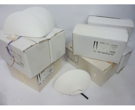 'Dar' Lighting - five ceramic wall brackets, one square plaster wall light, two sun flush lights and other wall lights boxed,