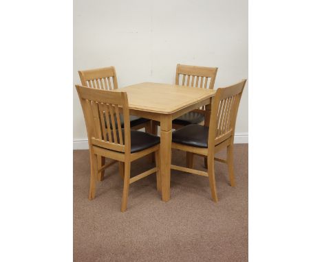 Light wood extending dining table (80cm x 90cm - 130cm), and four chairs Condition Report Click here for further images, cond