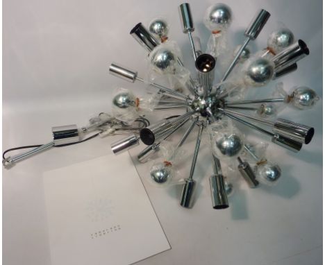 Sputnik chrome coloured chandelier light fitting with catalogue with light bulbs (boxed) shop stock - new  Condition Report C
