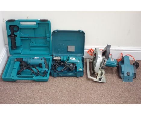 Makita HP1621 hammer drill another Makita drill, Black and Decker circular saw and Black and Decker electric planer  (This it