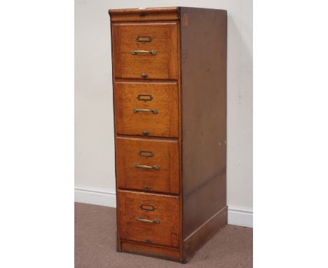 20th century vintage oak four drawer filing cabinet, W41cm, H134cm, D71cm Condition Report Click here for further images, con