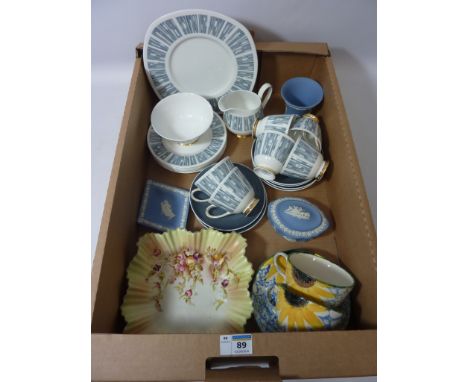 Vintage Tuscan China tea set, Poole cups and saucers, Wedgwood and decorative ceramics in one box  Condition Report Click her