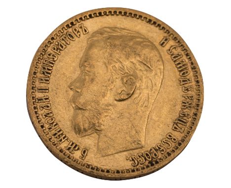 Russland/GOLD - 5 Rubel 1898 r Nikolaus II., ca. 3,8 g fein, ss| Russia/GOLD - 5 roubles 1898 r Nicolas II., approx. 3.8 gram