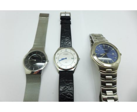 Three gentleman's wristwatches; Sekonda, Skagen and Rotary 