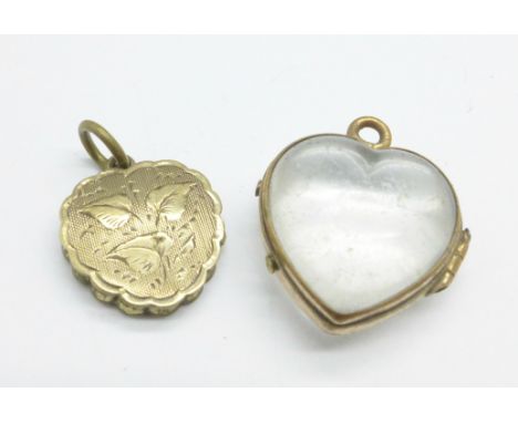 Two lockets including one with enamel 