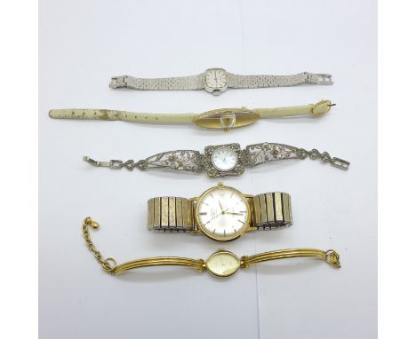 Two Rotary wristwatches, lady's and gentleman's, and three other watches, CK, Pulsar and Past Times, (5) 