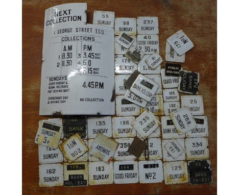 A collection of post box enamel signs 
